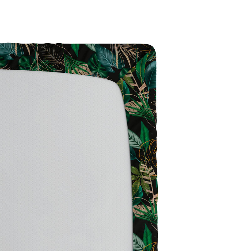 Drap-housse Ambesonne, Vert, bleu sarcelle, gris foncé / floral, Drap-housse de taille très grand