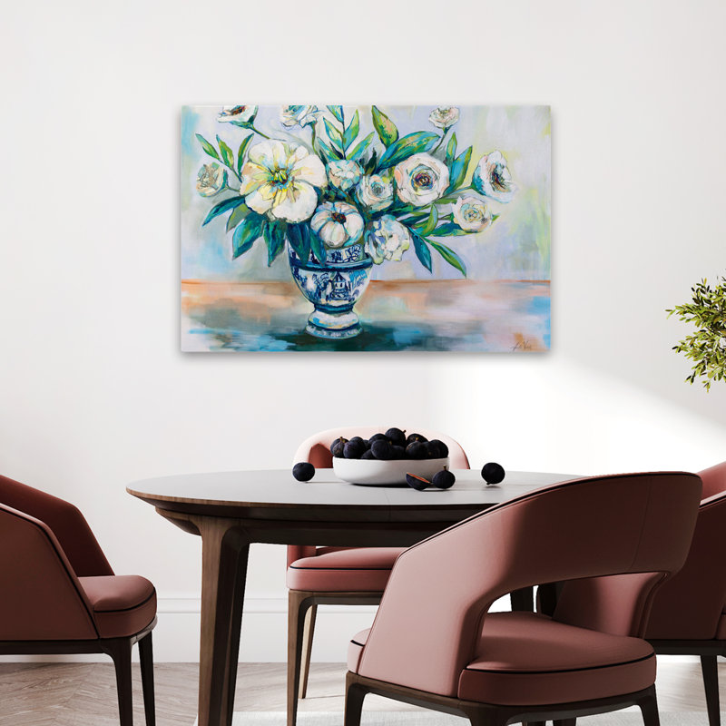 Art turquoise et finesse asiatique, H 24 po x l 36 po