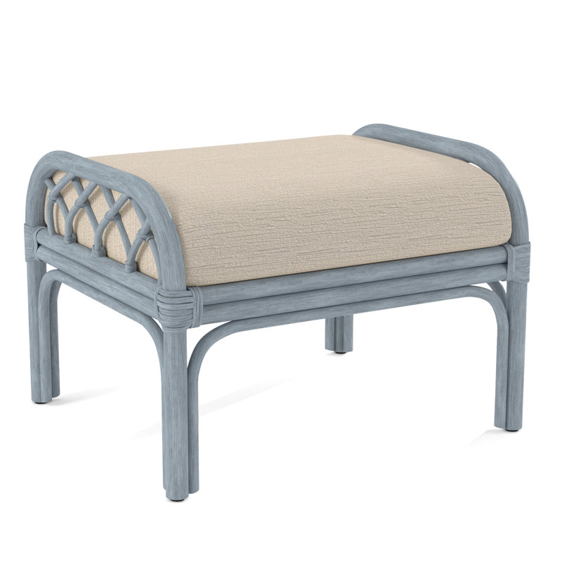 Edgewater Ottoman, Gray Sugar Performance; 0863-84, Sea Glass