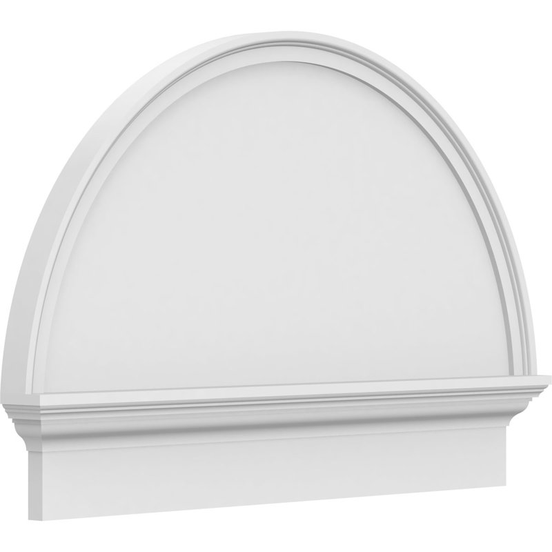 Demi-cercle à fronton en PVC de qualité architecturale lisse, H 23 3/4 po x l 34 po x P 2 3/4 po