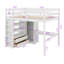 Lit mezzanine double pleine grandeur avec garde-robe intégrée, étagères et tiroirs de rangement-173437614