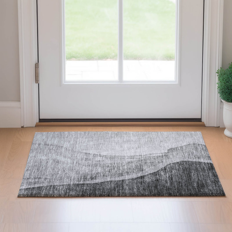 Premium Machine Washable Prisco Gray Rug, Rectangle 1'8" x 2'6"