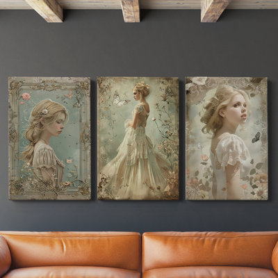 Feminine  Series  LXXVIII  -Premium Gallery Wrapped Canvas Set -Ready to Hang