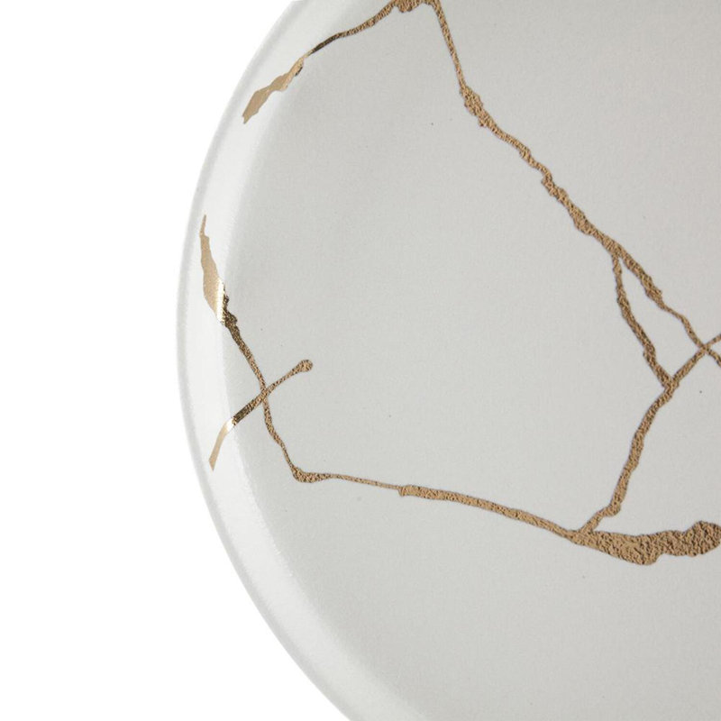 Mercer41 Lann Porcelain Serving Plate, 1.1" H x 8.3" W x 8.3" D, White/Gold