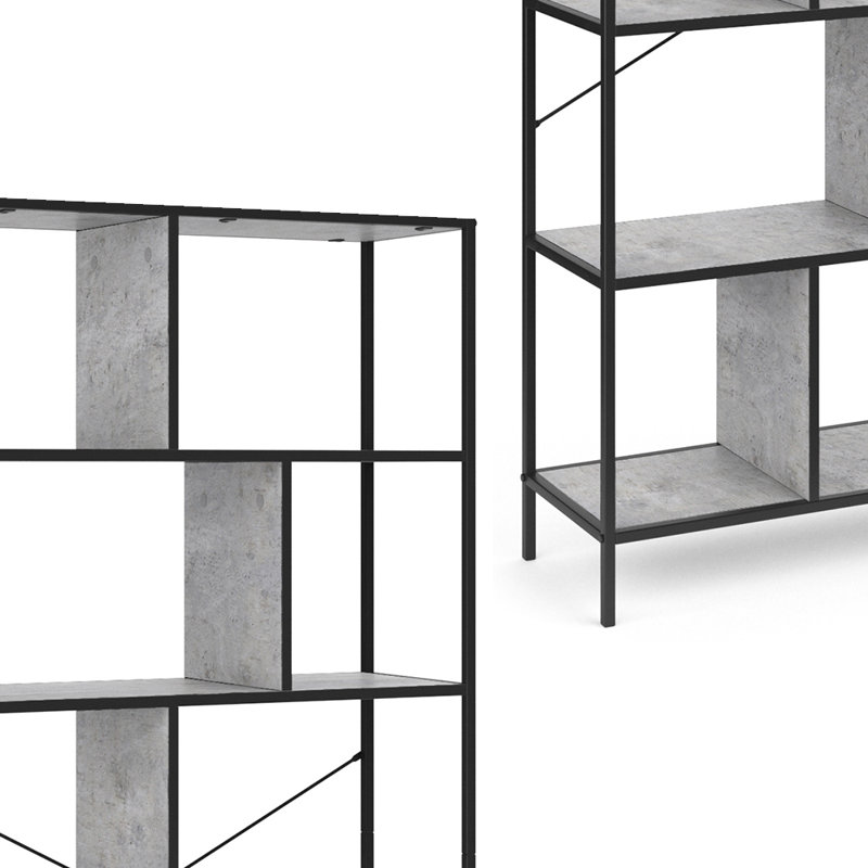 Lizette 80 cm W Standard Bookcase, Concrete, 5