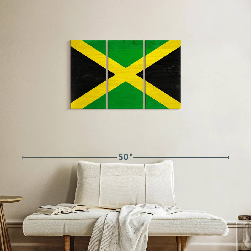 Borges Wood Jamaica Flag, 20" H x 33" W