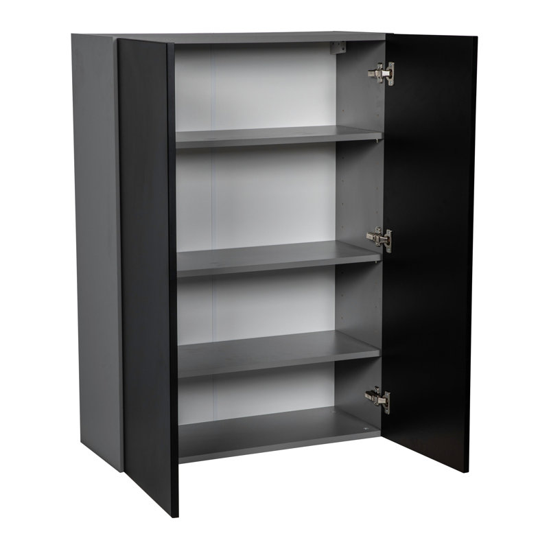 Armoire murale ouverte en panneau de particules l 30 po x P 12 po x H WALLKITCHENS , H 42 po x l 30 po, Noir mat
