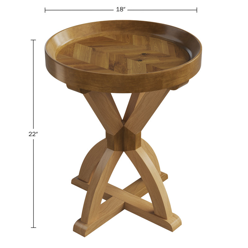 Higgin 22" Mango Wood Pedestal Side Table