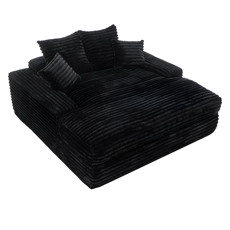 69"X65.7"Oversized Chaise Lounge Chair,Upholstered Cozy Corduroy Sleeper Sofa Bed-No Assembly Required,Includes 4 Pillows&Wide Armrests,High-Density Foam Cloud Couch For Living Room, 