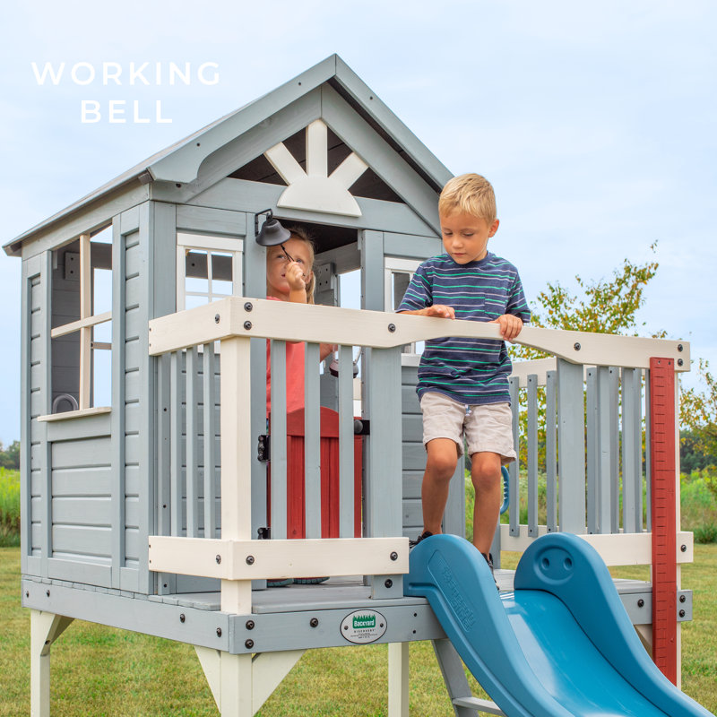 Beacon Heights Elevated Cedar Playhouse with Slide and Ladder