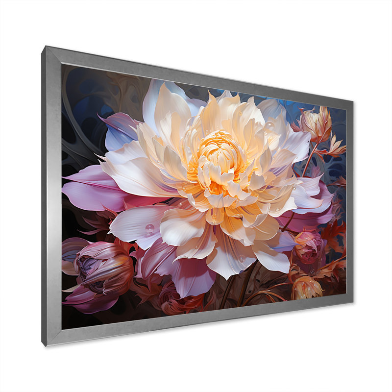 «Peony Petals Elegance II», reproduction sur toile, White Picture Framed, H 16 po x l 32 po