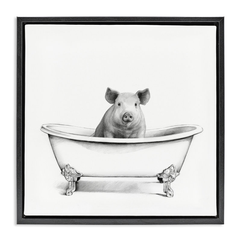 «Hog in Bathaign S Croquis», art mural encadré flottant par Victoria Borges, Noir, H 18 po x l 18 po