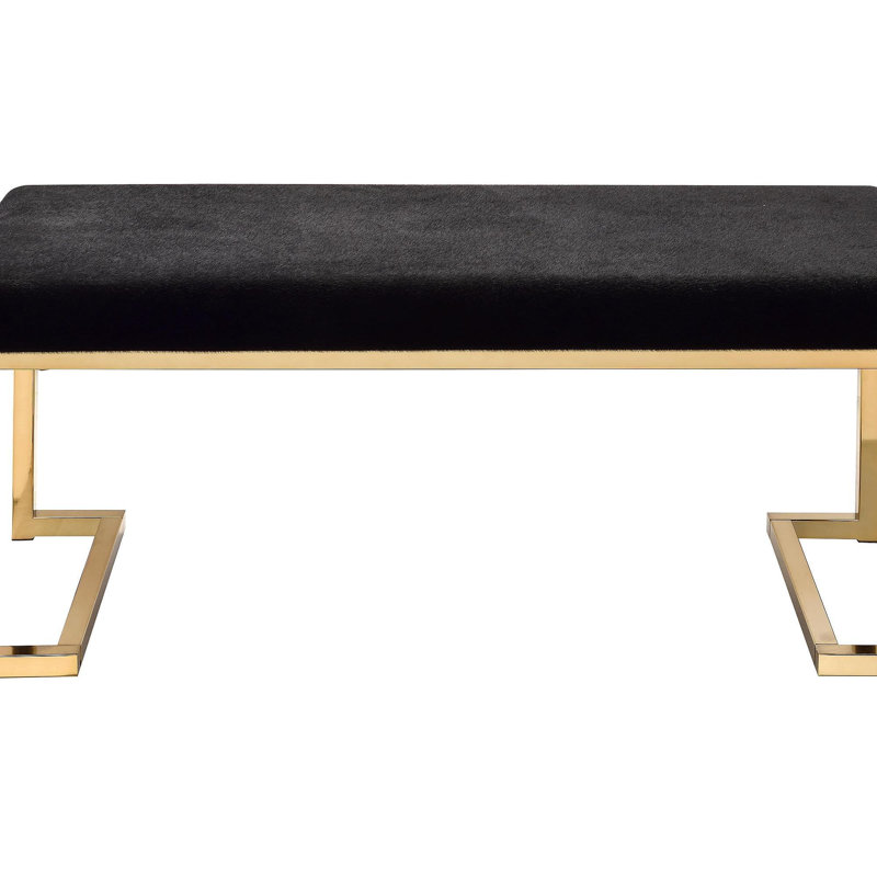 Boice Black Fabric & Champagne Finish Bench