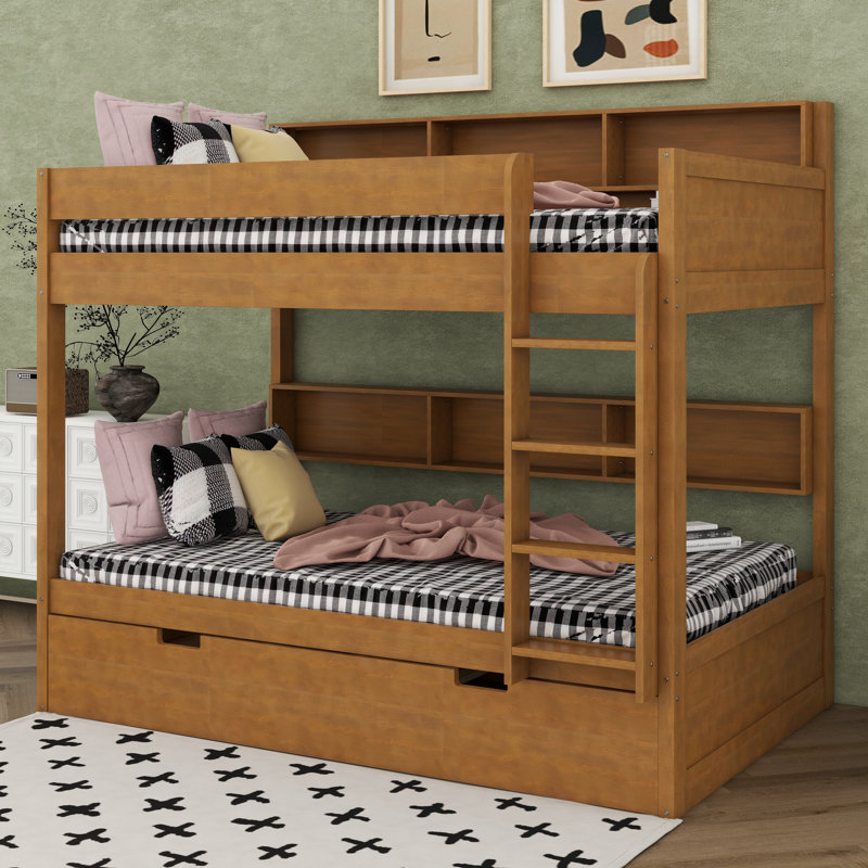 Bunk Bed , Trundle Bed Included, Twin Over Twin, Antique Wood