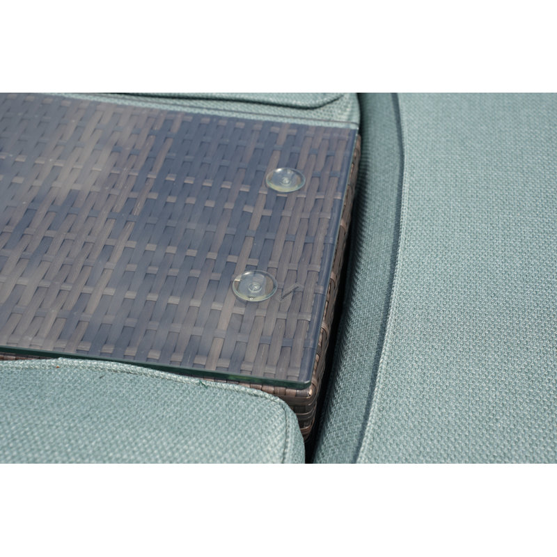 Anazco 89'' Wide Curved Patio Daybed with Cushions, Brown, Celadon