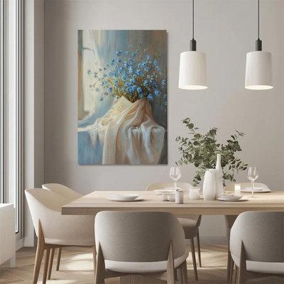 2D Flat, 1Pc Framed Canvas Wall Art, Small Flowers, Still Life by the Window, Impressionist Realistic Style Art Print Canvas Poster Painting Room Wall