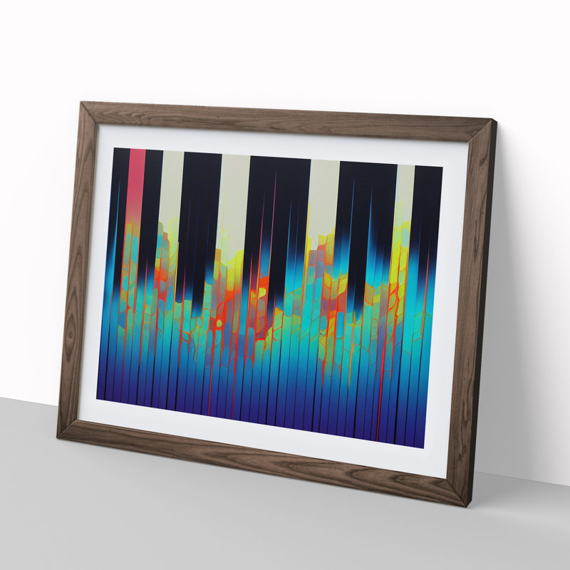 Audio Equalizer Abstract - Single Picture Frame Print, 46cm H x 64cm W, Brown 