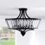 Plafonnier semi-encastré moderne en métal et cristal noir mat de 20 po à 4 lumières pour salon / chambre à coucher-1018939652