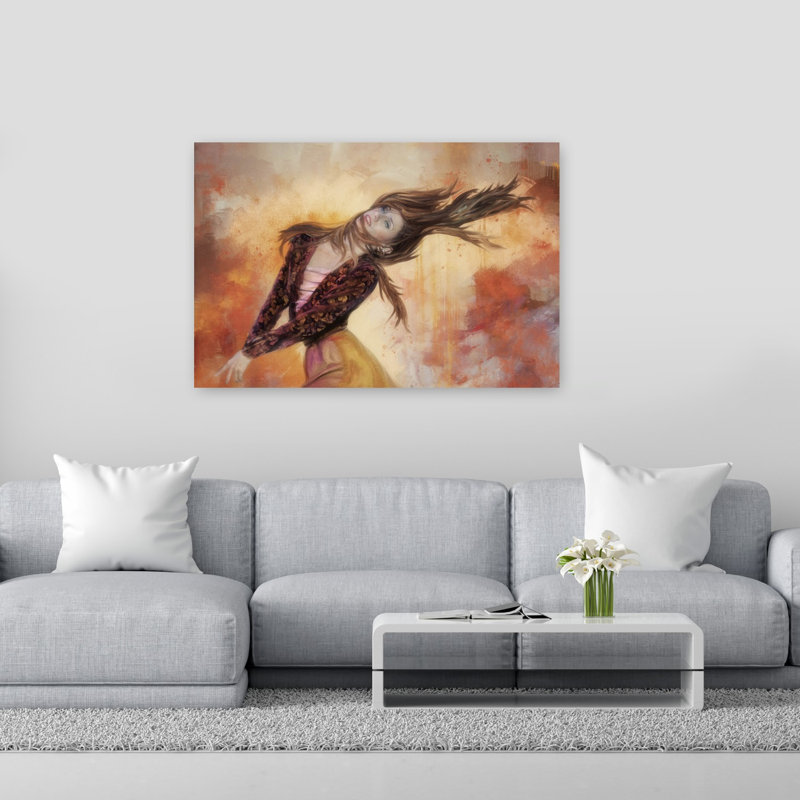 Portrait abstrait contemporain vibrant avec des cheveux en mouvement - Impression d'art mural, H 40 po x l 60 po