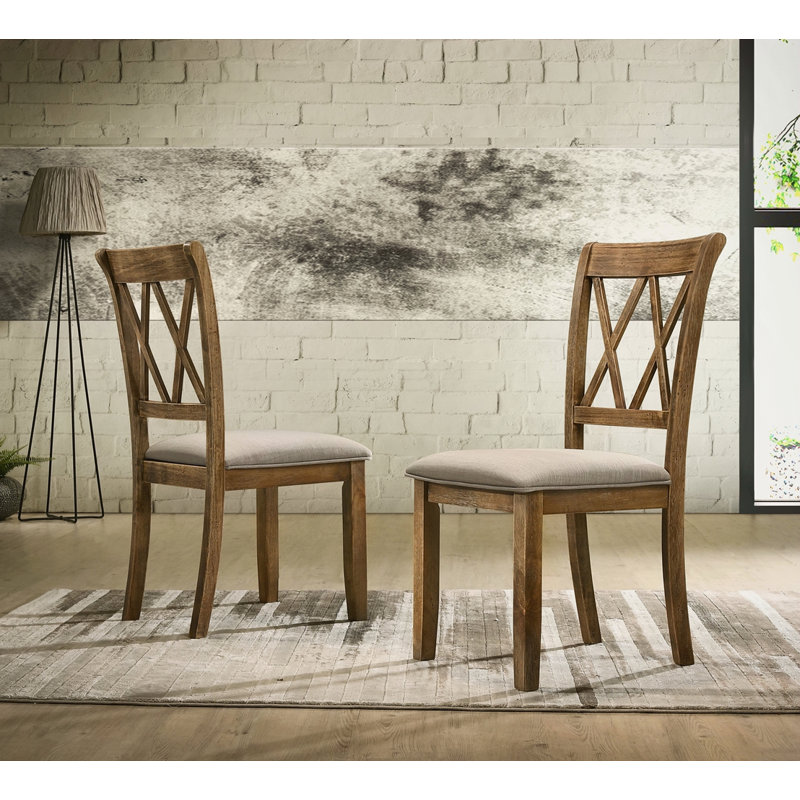 Ensemble de 2 chaises rembourrées en tissu, Brun
