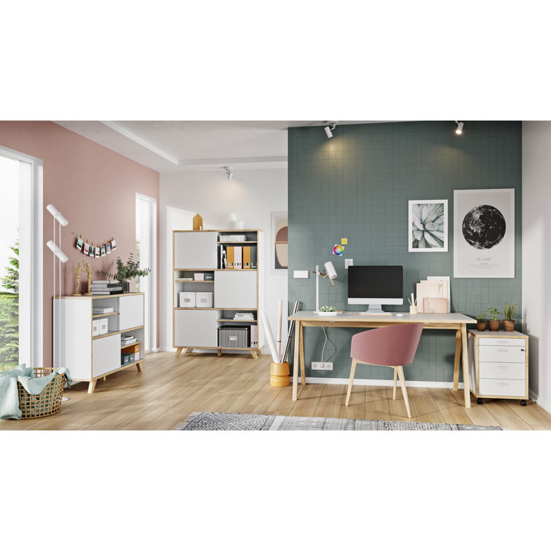 Armory 120 Cm Wide Sideboard, White/Imitation Navarre Oak