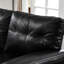 Design moderne 79 po à trois places avec grand accoudoir et rangement, cuir de polyuréthane respirant noir - structure en bois massif, siège à ressorts confortable, coussin de dossier pour les accoudoirs de rangement