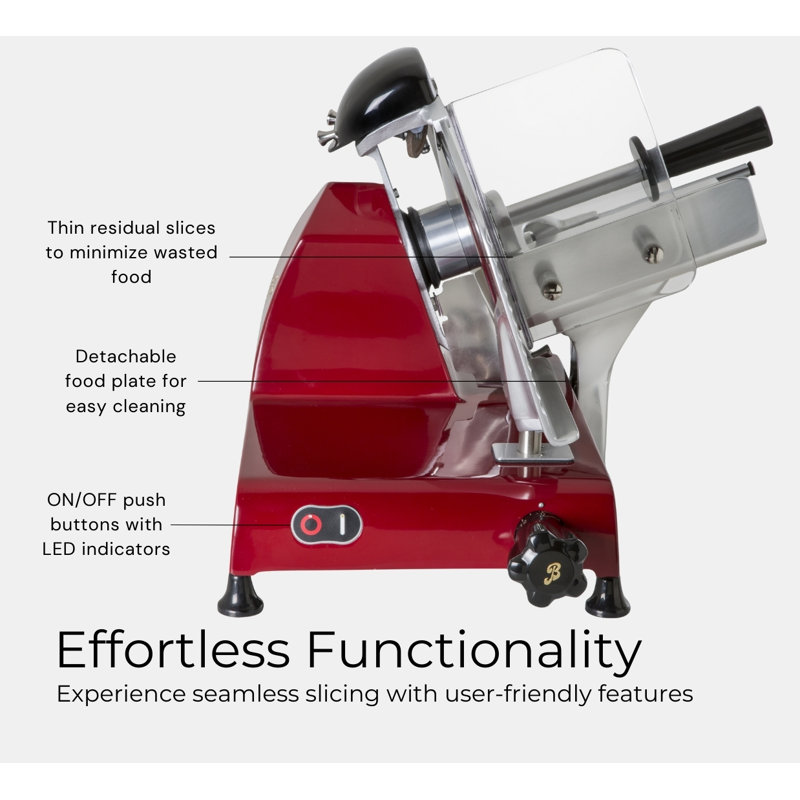 Red Line 250 Electric Food and Meat Slicer with 10-inch Blade for Home, Red