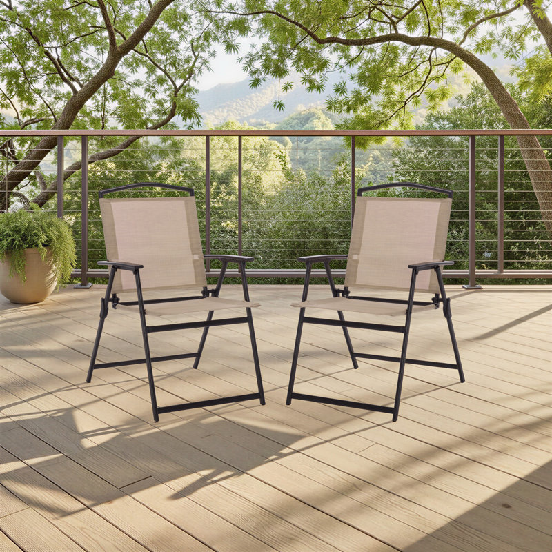Ensemble de 2 chaises pliantes Alvin, Noir / crème