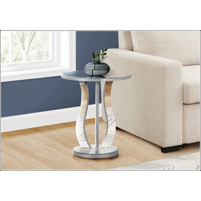 Table d'appoint élégante pour le salon ou la chambre à coucher, avec finition miroir transparente et plateau spacieux pour la décoration et l'utilisation pratique