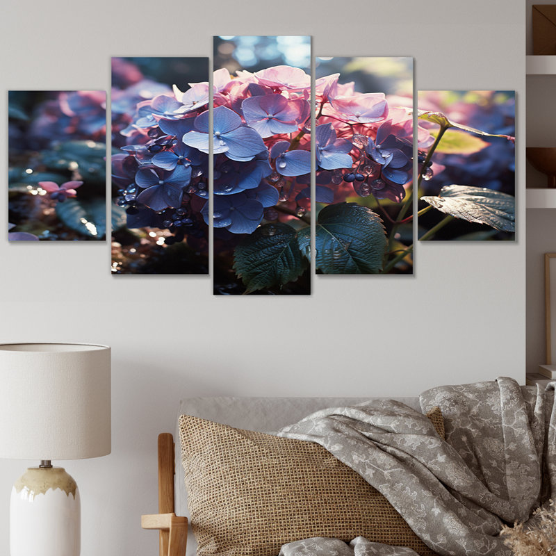 Purple Hydrangea Field - Floral Wall Decor - 5 Panels