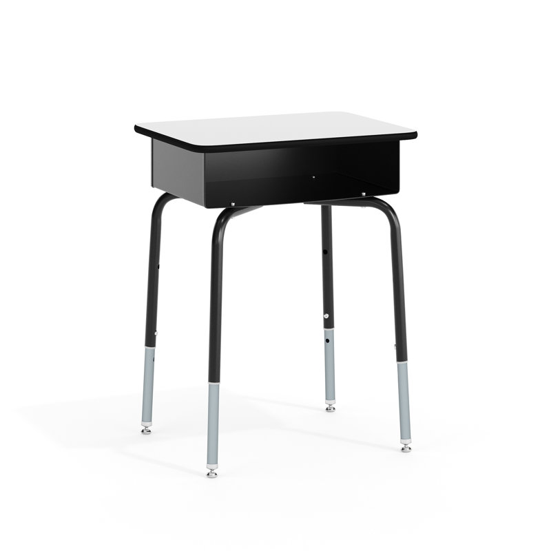 Bureau pour étudiant à hauteur ajustable Goddard, Blanc / noir
