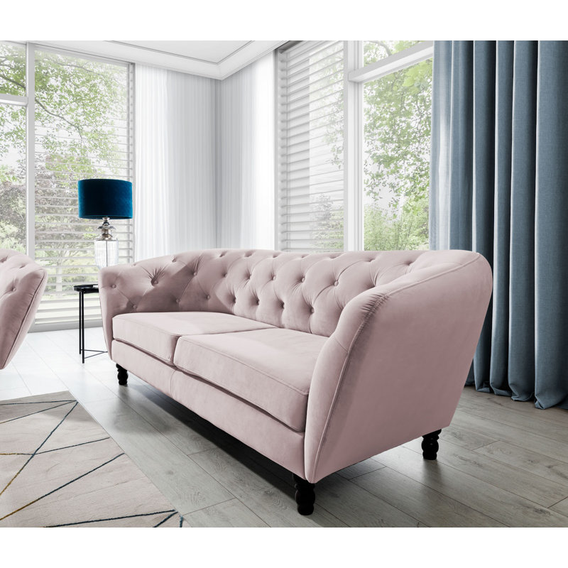 Kenzo 3 Seater Velvet Sofa, Pink