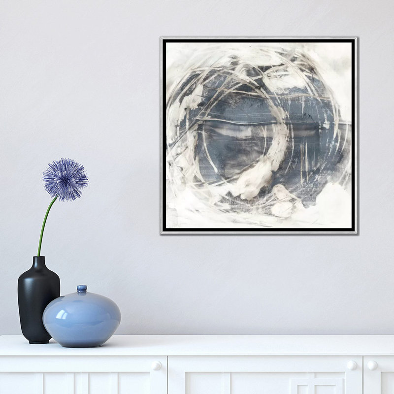 Orbit rotationnelle I par Ethan Harper, reproduction d’art, H 18 po x l 18 po x 1,5 po, Toile avec cadre argenté, Sans mat