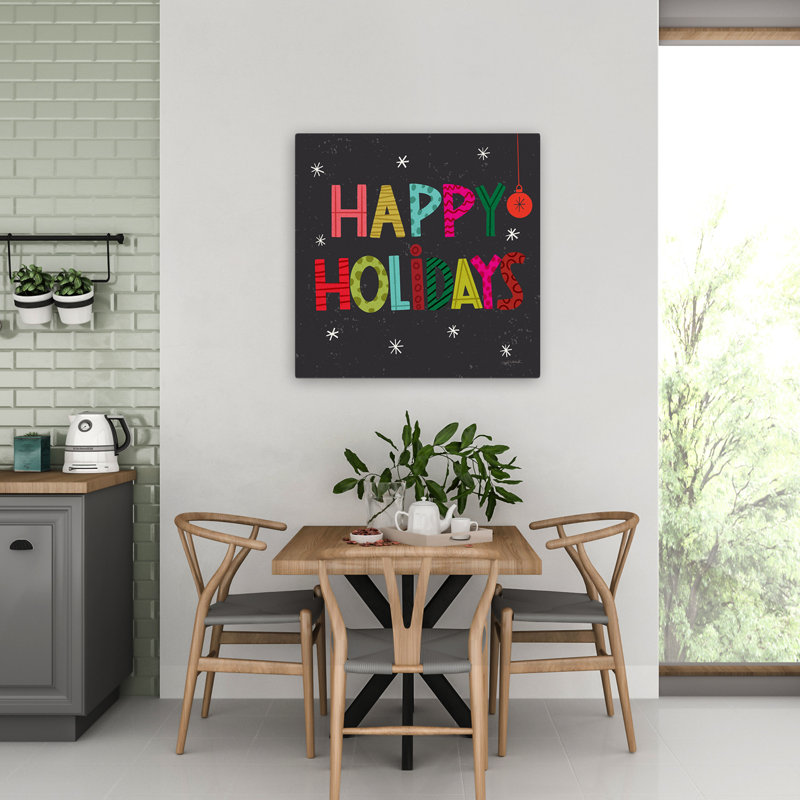 «Holiday Wishes I», art contemporain des Fêtes, H 32 po x l 32 po