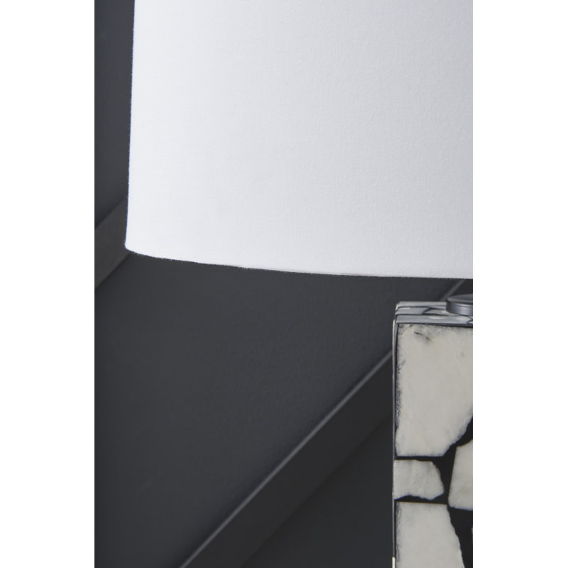 Black and White Mosaic Marble Table Lamp with Drum Shade