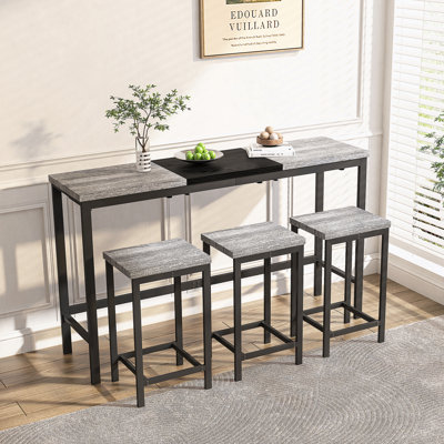 Modern And Functional Kitchen Dining Table Set With Three Stools, Ideal For Small Spaces And Effortless Living
