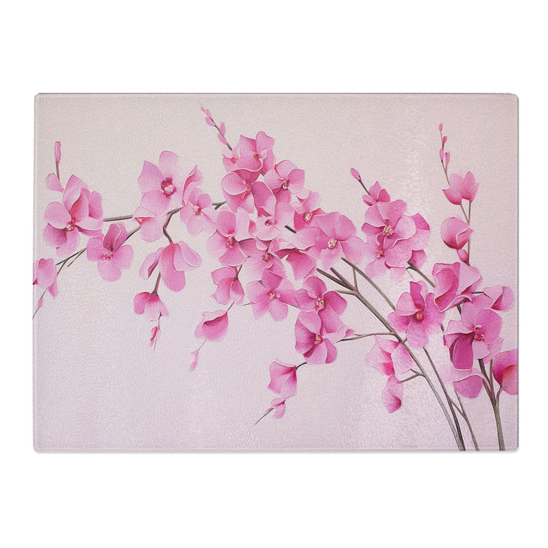 Orchid Flower Minimalism  Glass Chopping Board