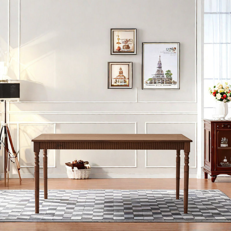 Hakan Walnut Solid Wood Dining Table, 29.5"H x 55.1"L x 31.4"W
