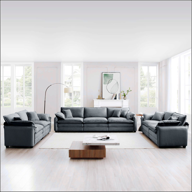 Ensemble de salon moderne 3 pièces, Gris