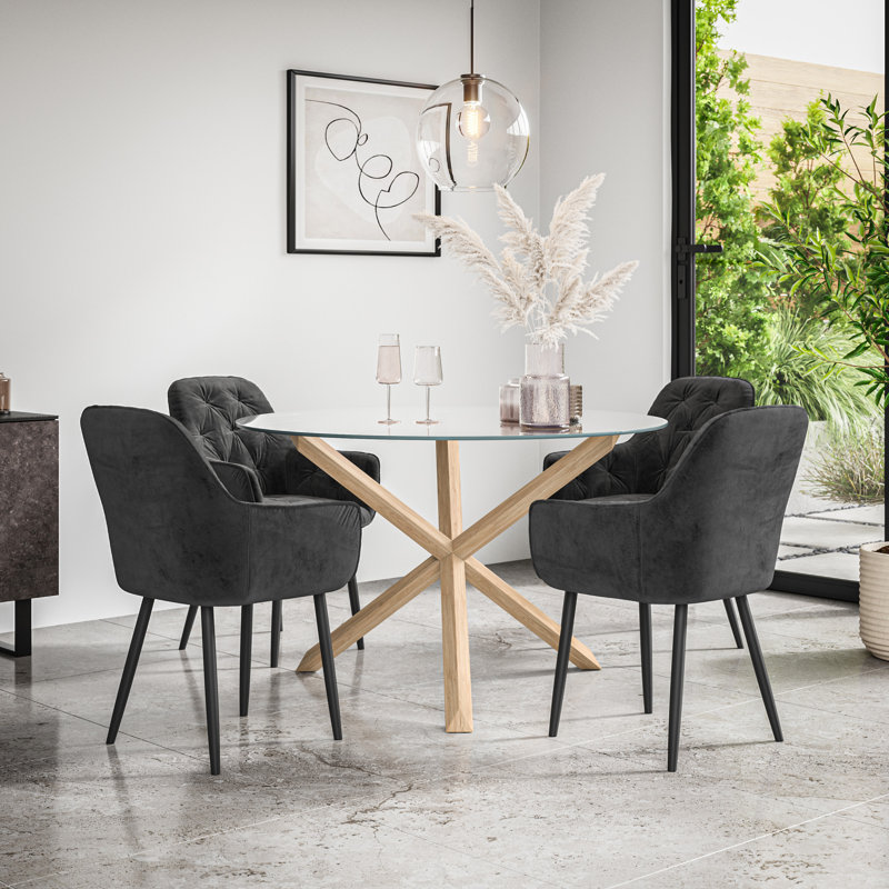 Adriunna 4 - Person Dining Set, Oak/Black