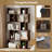 2 PCS 5-Tier Geometric Bookshelf with Open Shelves Closed-back Cubes for Living Room Rustic Brown-1715925630-1715925617