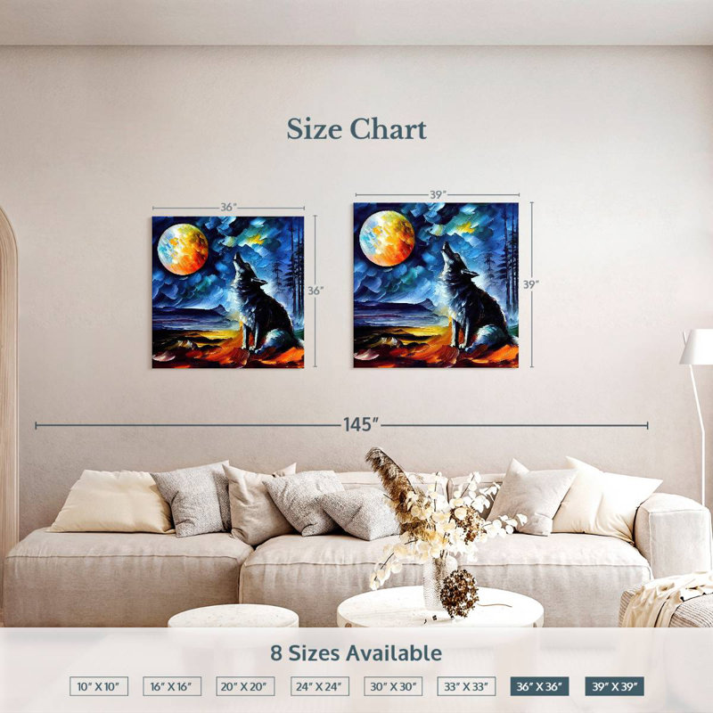 Brampt Moonlit Wolf I, 36" H x 36" W