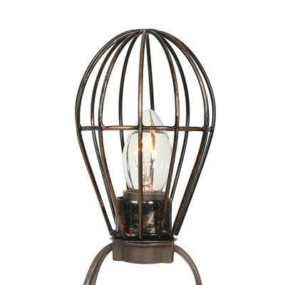  10Lt C7 Clear Bulb with Copper Metal Lamp Cage Set, UL, Brown Wire with 24" Spacing , 20' Long
