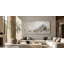 Tableau panoramique abstrait de montagne gris brumeux et or sur toile tendue-1399150444