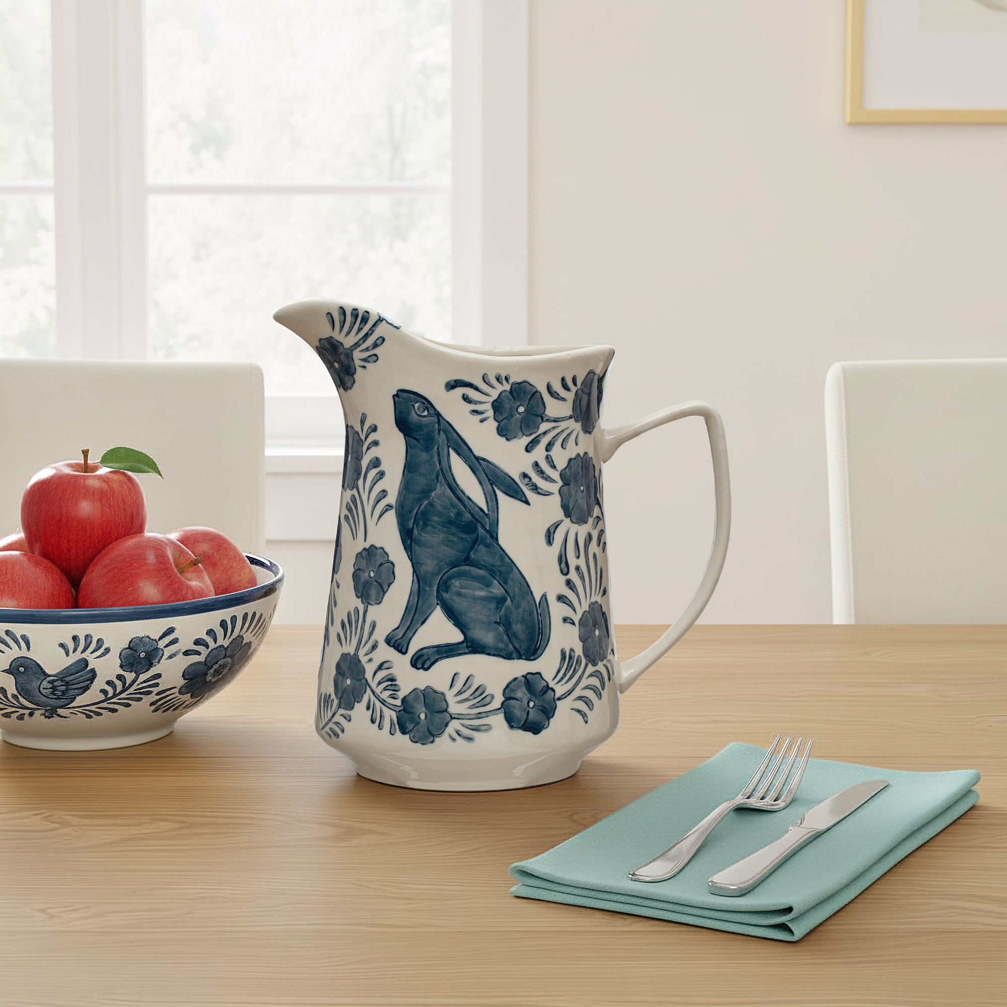 Antionio 109oz. Stoneware Pitcher, Blue