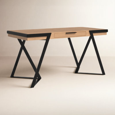 Zavalla Solid Wood Iron Writing Desk
