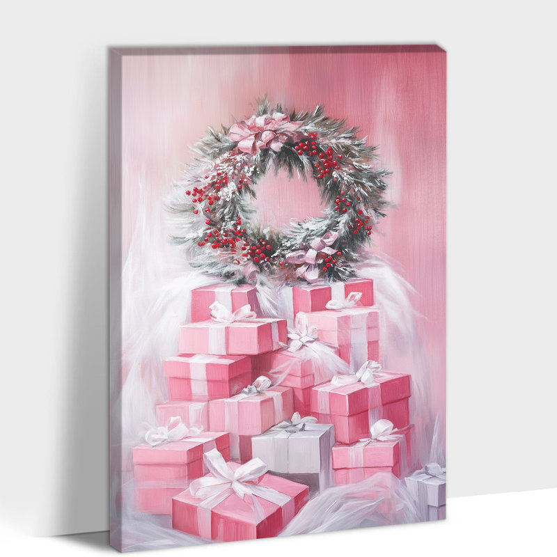 Grandes boîtes-cadeaux Abiel Winter et guirlande de fêtes, impressions sur toile pour le salon, chambre à coucher, affiche de décoration murale de Noël moderne, image sur toile 24 po x 32 po