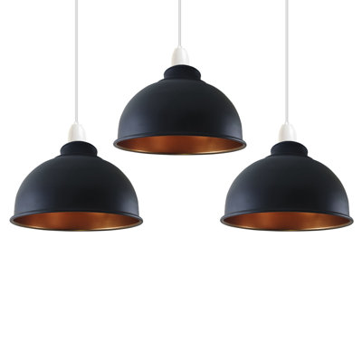 Metal Black Gold Inner Lamp Shade 21cm Hanging Pendant Light Fixtures Lampshade Replacement Compatible with E26 for Kitchen Island Ceiling Pendant