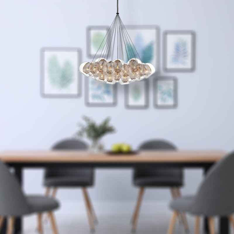 Justus 19 - Light Silver Cluster Pendant, Bronze