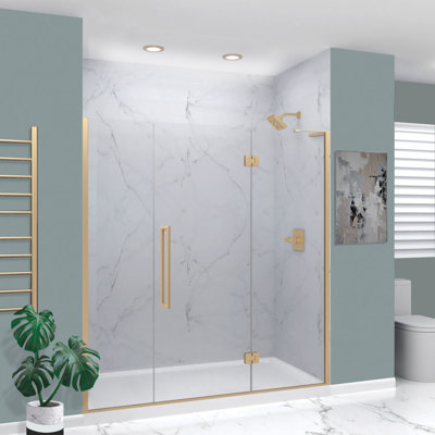 Transolid Elizabeth 74-in W x 76-in H Hinged Shower Door with Clear Glass